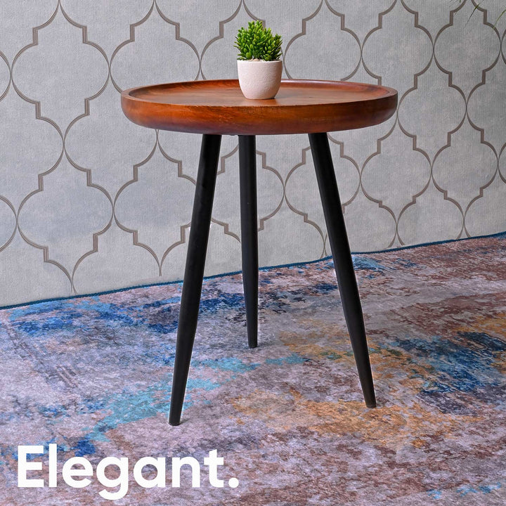 Walnut Small Mango Wood & Metal Side Table