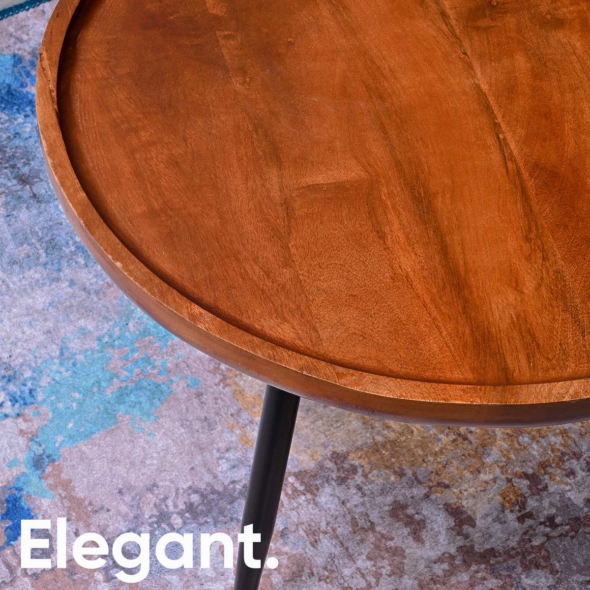Walnut Large Mango Wood & Metal Side Table