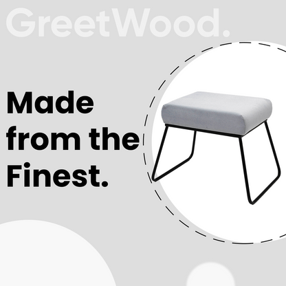 Classy and Compact Matt Black Metal Stool in Grey Cushion Set of 2