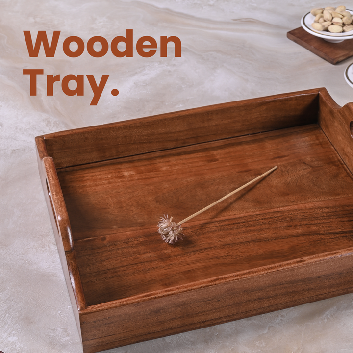 Greetwood Wooden Serving Tray With Raised Handle
