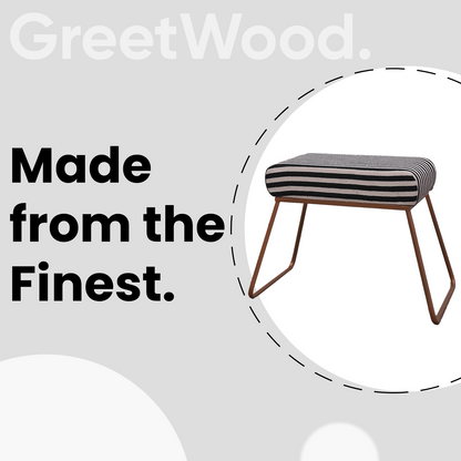 Classy and Compact Rose Gold Metal Stool in Black &amp; White Stripe Set of 2