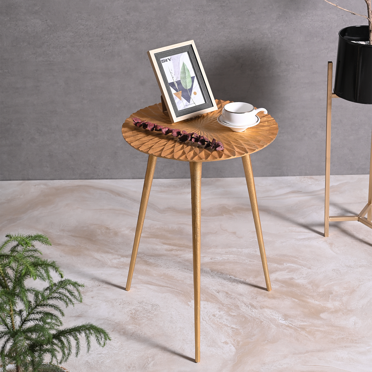 Greetwood Gold Aster Aluminum Side Table for Living Room Decor