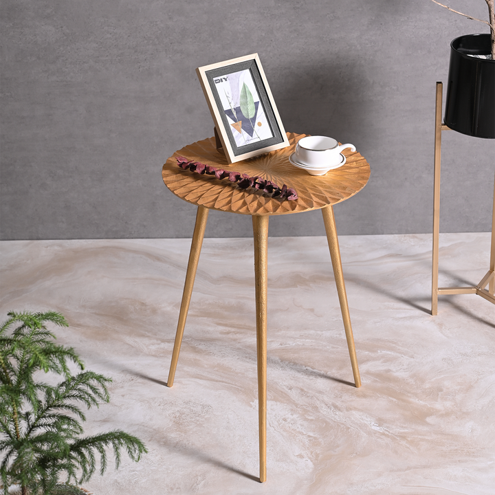 Greetwood Gold Aster Aluminum Side Table for Living Room Decor