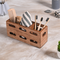 Greetwood Ventilated Wooden Cutlery Holder for Kitchen
