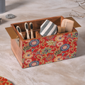 Greetwood Red Printed Wooden Cutlery Holder for Kitchen