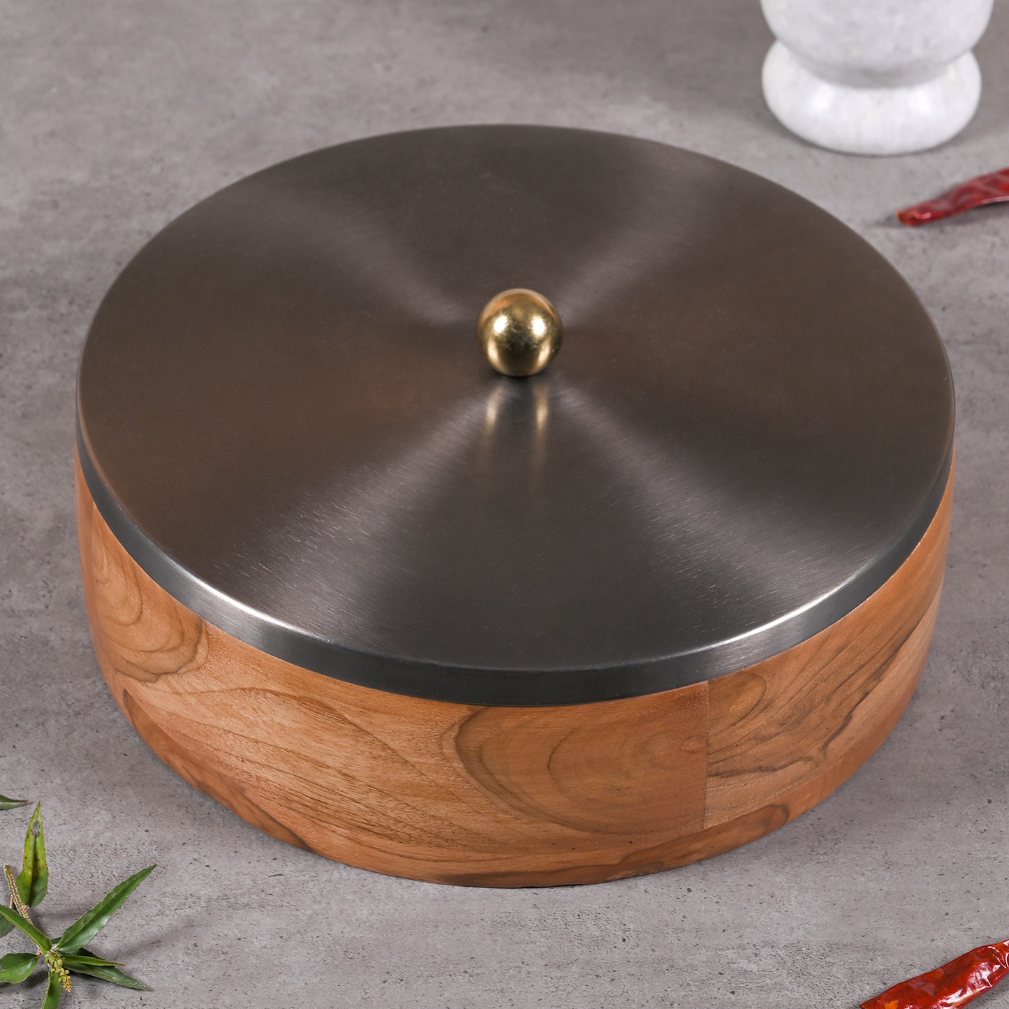 Greetwood GunMetal Plane Wooden Masala Box for Kitchen