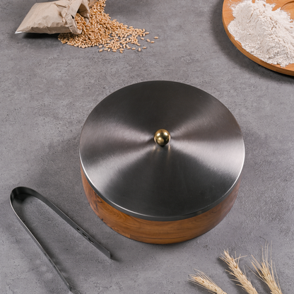 Greetwood GunMetal Plane Wooden Chapati Box for Kitchen