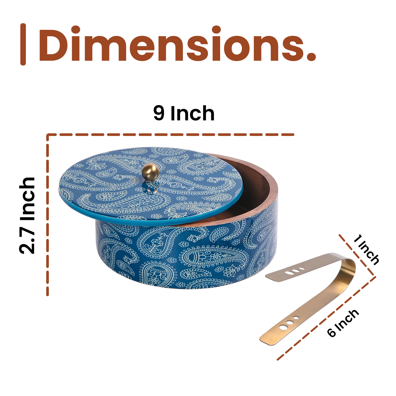 Greetwood Blue Printed Wooden Chapati Box for Kitchen