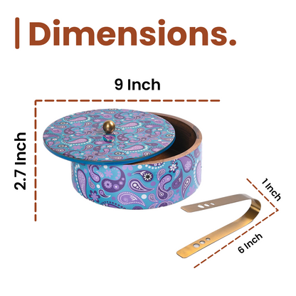 Greetwood Purple Printed Wooden Chapati Box for Kitchen