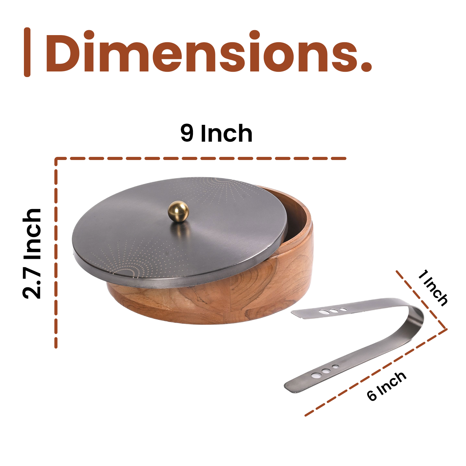 Greetwood GunMetal SunRays Wooden Chapati Box for Kitchen
