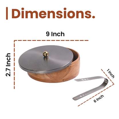 Greetwood GunMetal SunRays Wooden Chapati Box for Kitchen