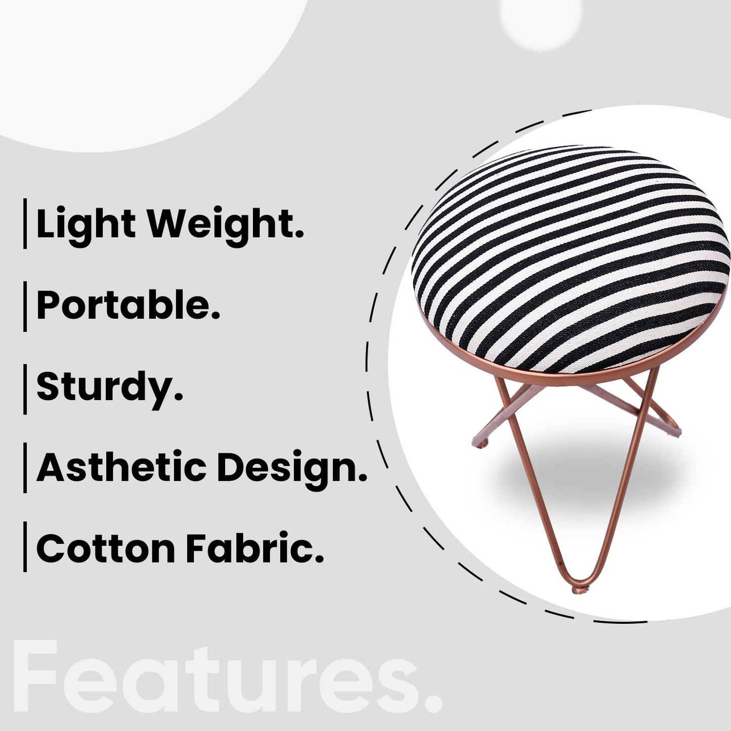 Ultra-modern Cross Leg Rose Gold Metal Stool in Black &amp; White Set of 2