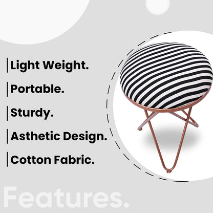 Ultra-modern Cross Leg Rose Gold Metal Stool in Black &amp; White Set of 2
