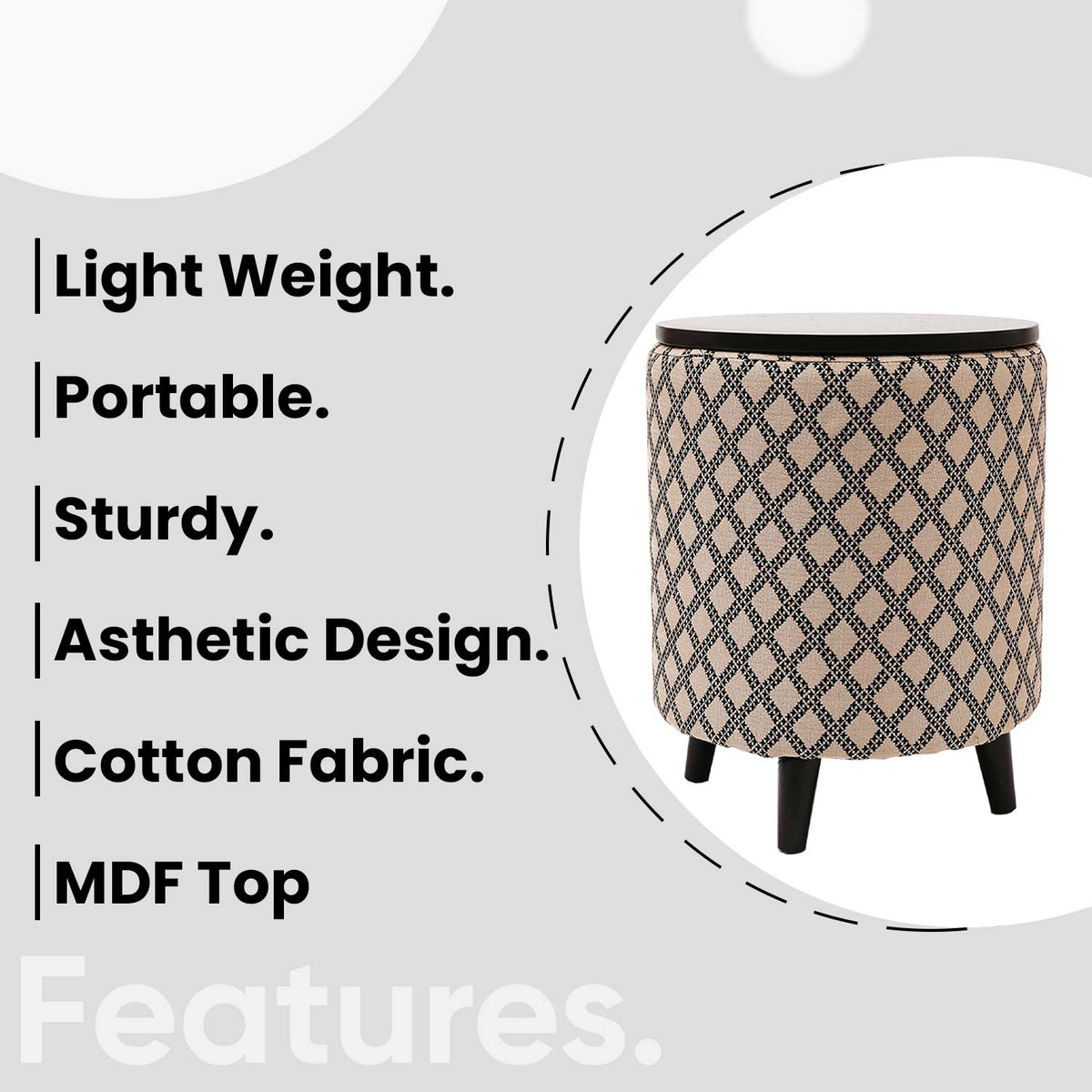 Universal Tetrad Jacquard Storage Ottoman in Beige Color Set of 2