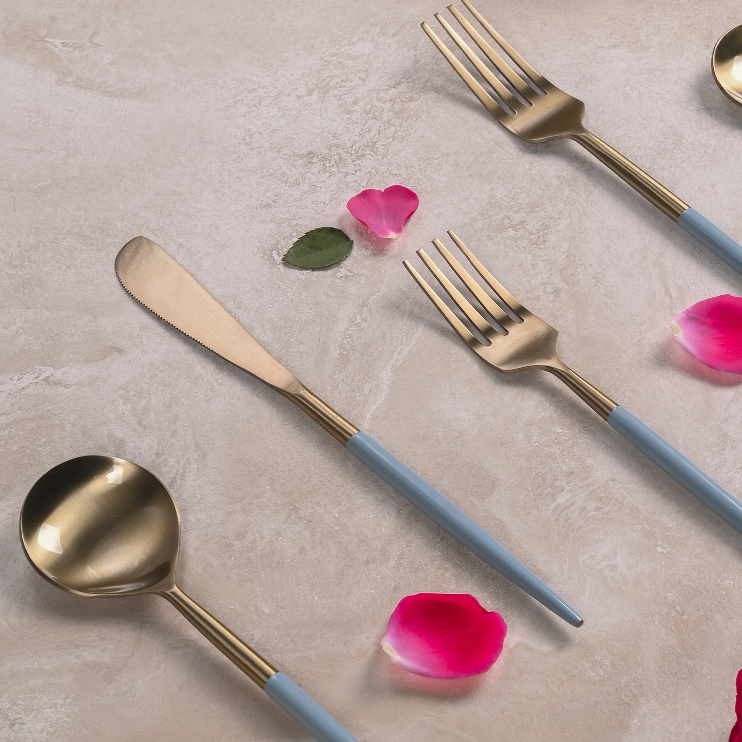 Greetwood Enamel Stainless Steel Cutlery Set for Dining Table in Blue