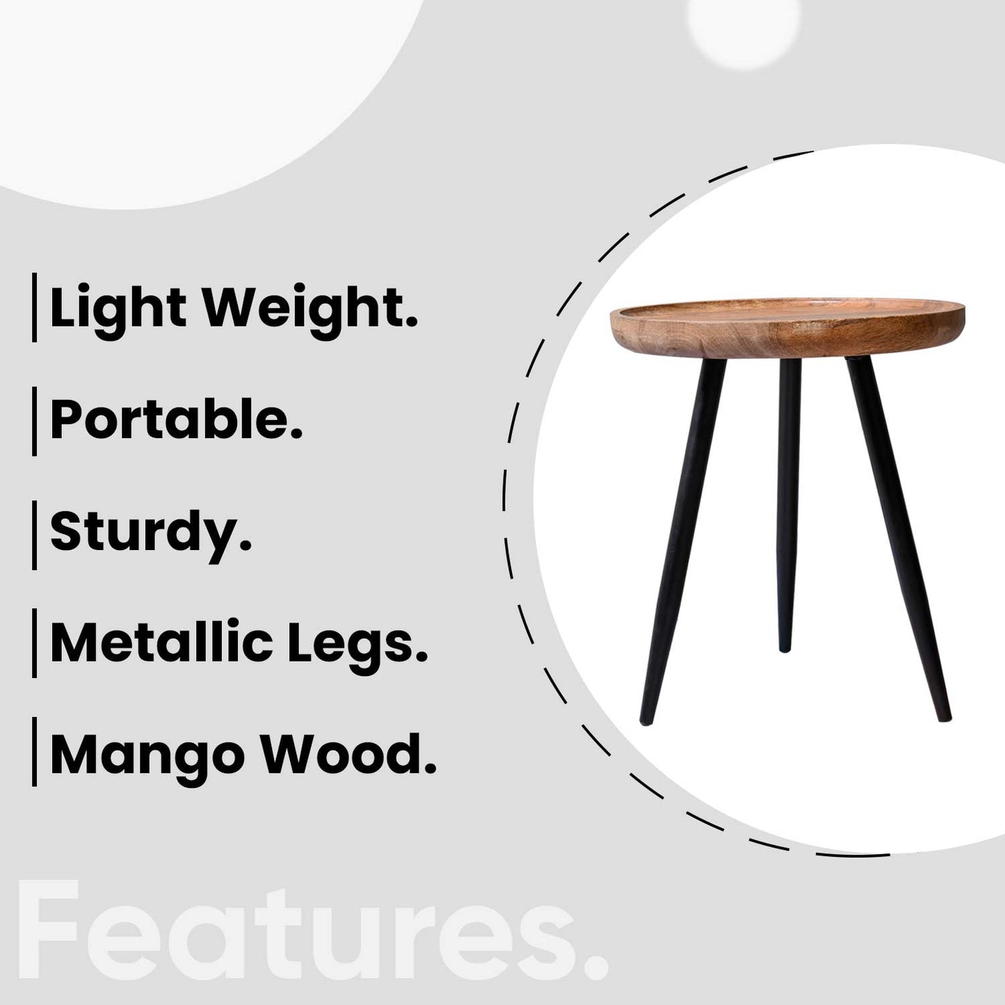 Natural Pair Mango Wood & Metal Side Table