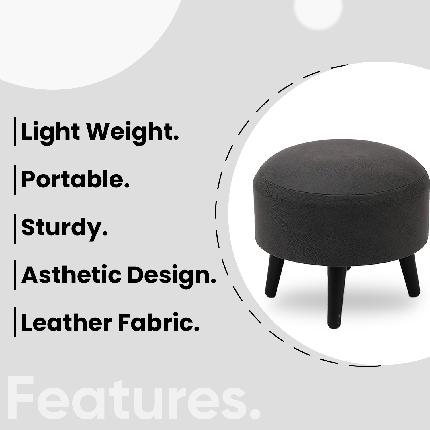 Trendy Whack Wooden Tuffet in Grey Color