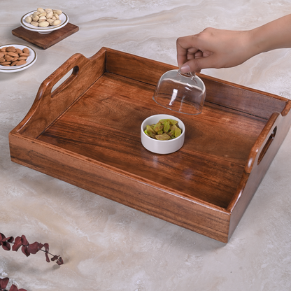 Greetwood Wooden Serving Tray With Raised Handle