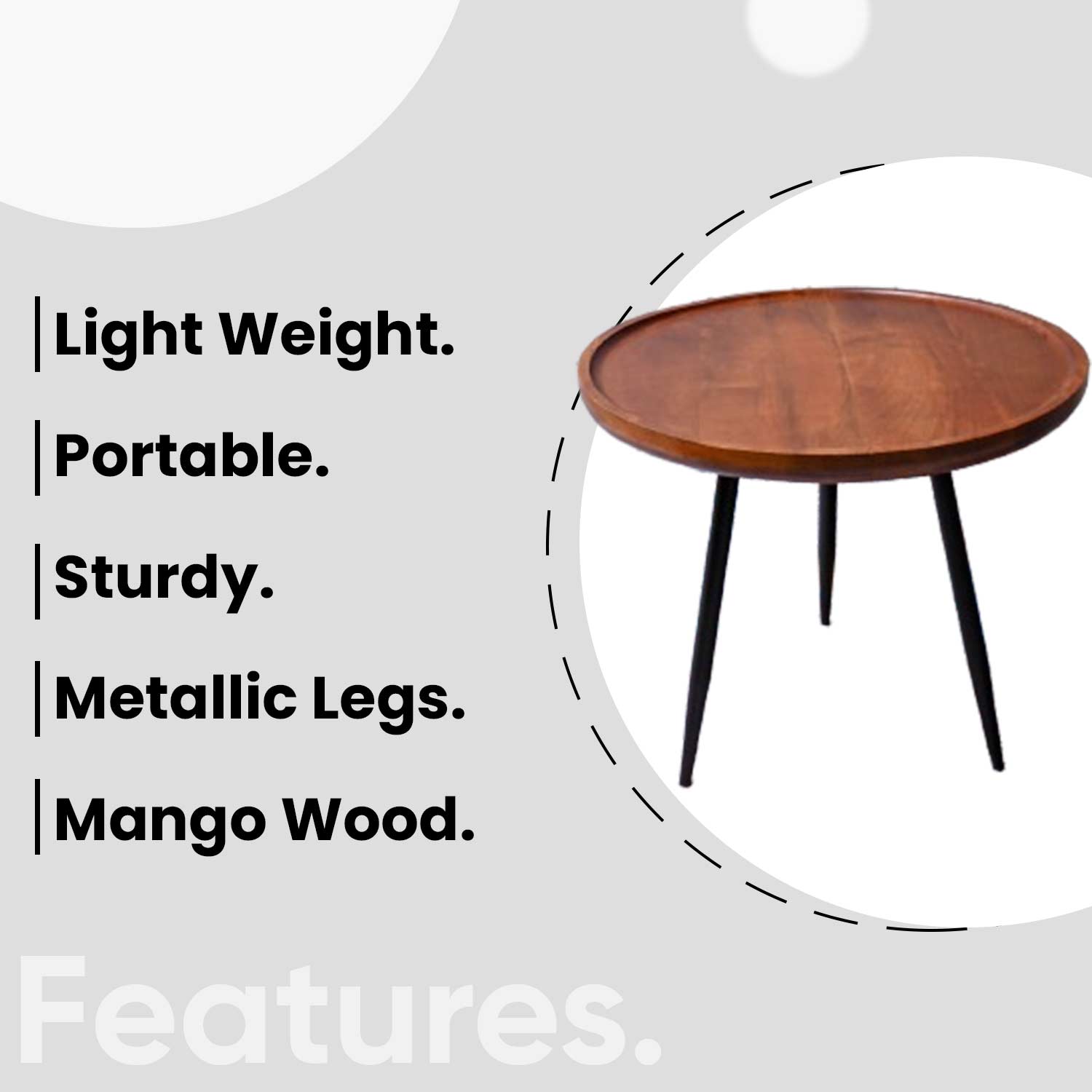 Walnut Large Mango Wood & Metal Side Table