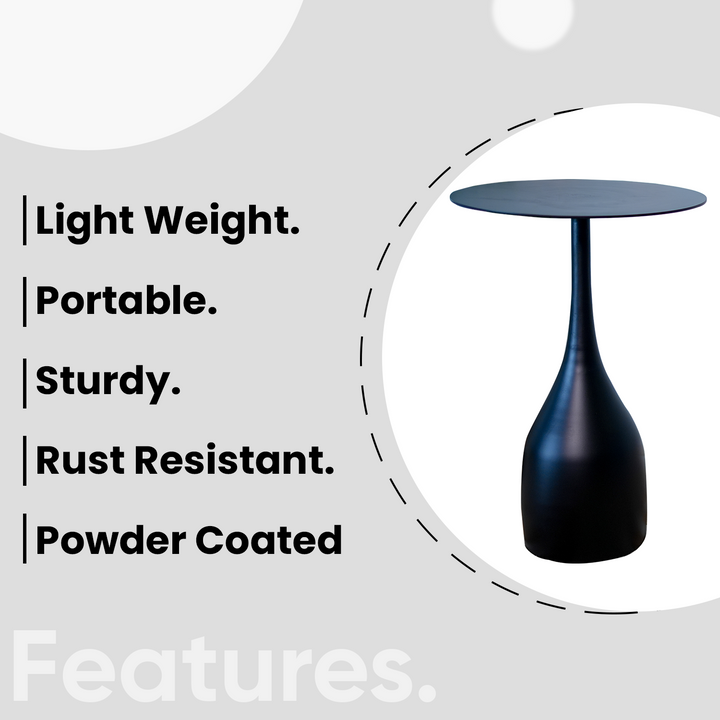 Greetwood Metal Side Table for Living Room Decor in Black Color