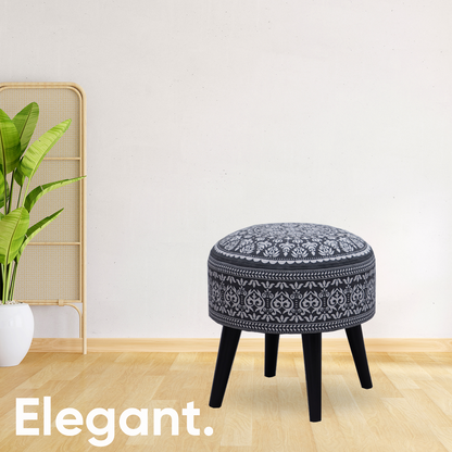 Mandala Wooden Ottoman in Blue Color Set of 2