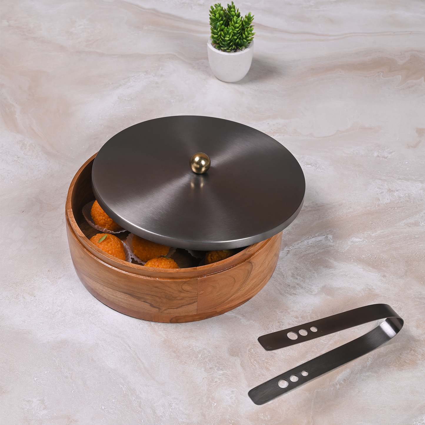 Greetwood GunMetal Plane Wooden Chapati Box for Kitchen