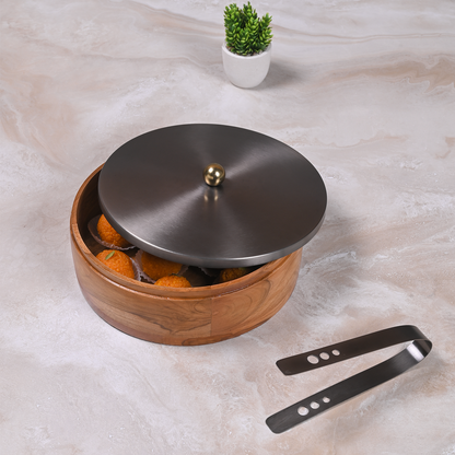 Greetwood GunMetal Plane Wooden Chapati Box for Kitchen