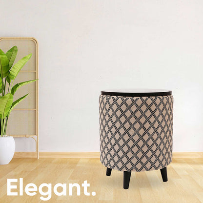 Universal Tetrad Jacquard Storage Ottoman in Beige Color Set of 2