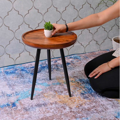 Walnut Small Mango Wood & Metal Side Table