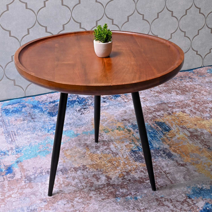 Walnut Large Mango Wood & Metal Side Table