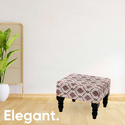 Multifunctional Printed Wooden Footstool in Maroon & Green Color Set of 2