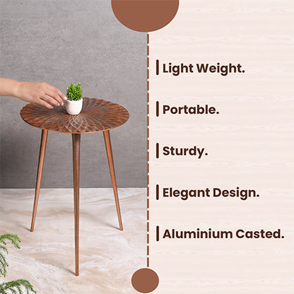 Greetwood Copper Aster Aluminum Side Table for Living Room Decor