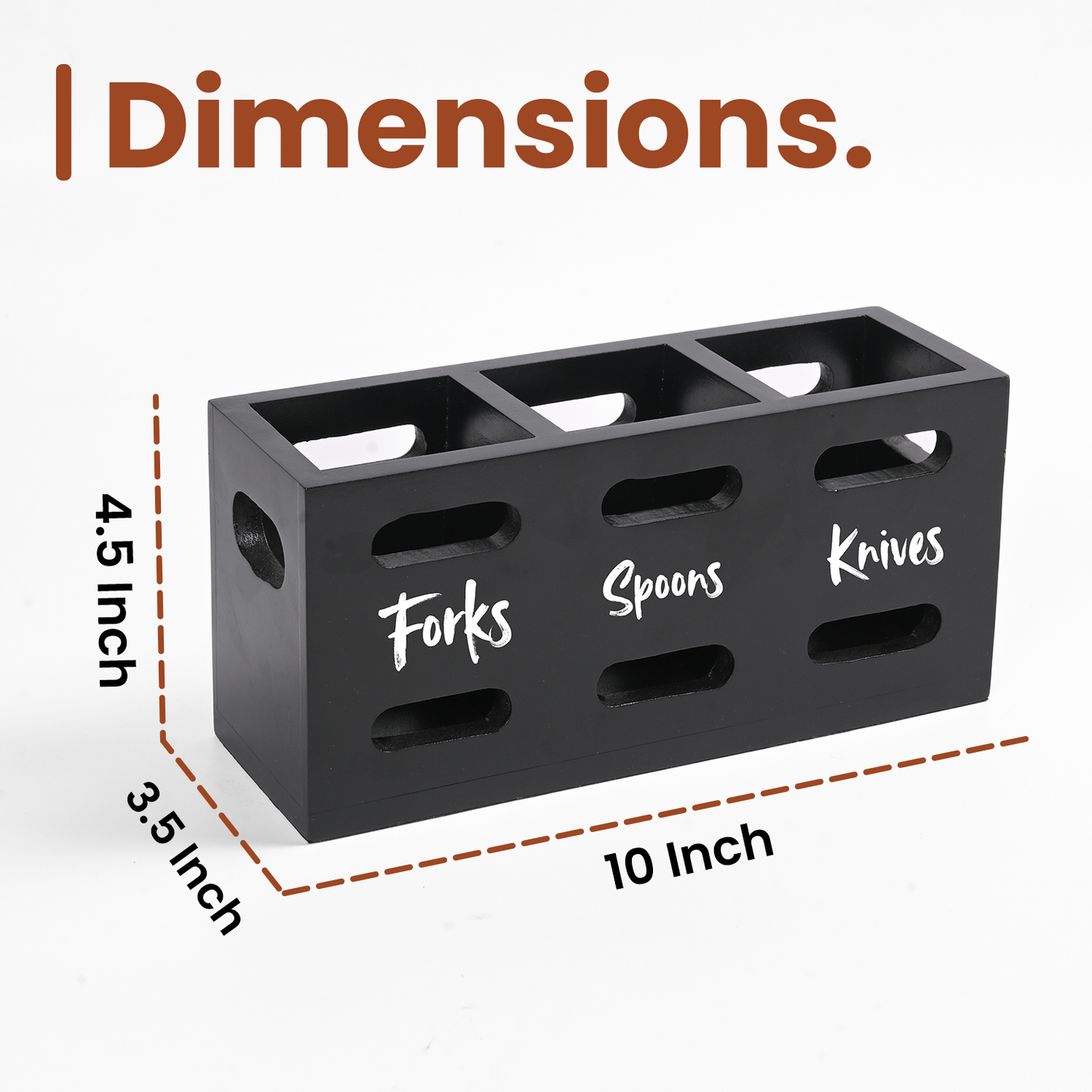 Greetwood MDF Wooden Cutlery Holder for Kitchen in Black Color