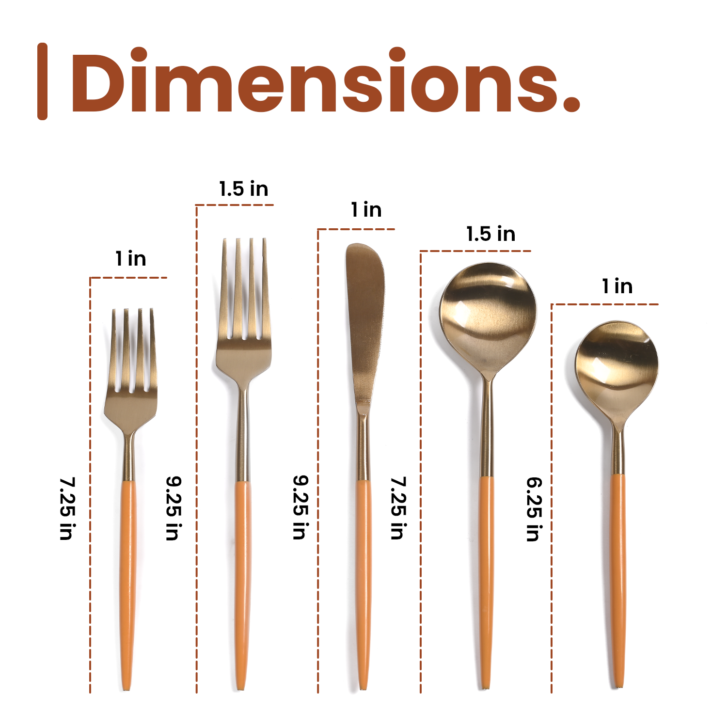 Greetwood Enamel Stainless Steel Cutlery Set for Dining Table in Tangerine