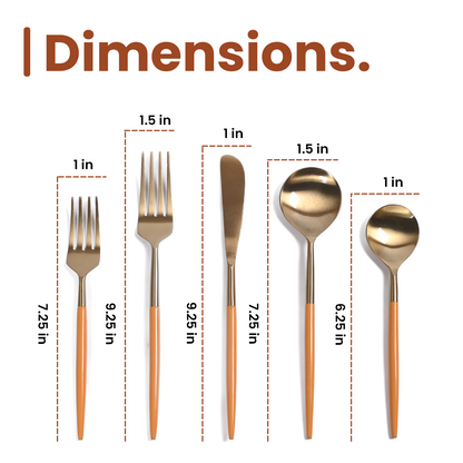 Greetwood Enamel Stainless Steel Cutlery Set for Dining Table in Tangerine