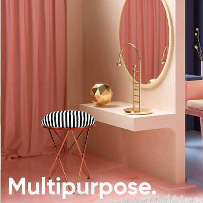 Ultra-modern Cross Leg Rose Gold Metal Stool in Black &amp; White Set of 2