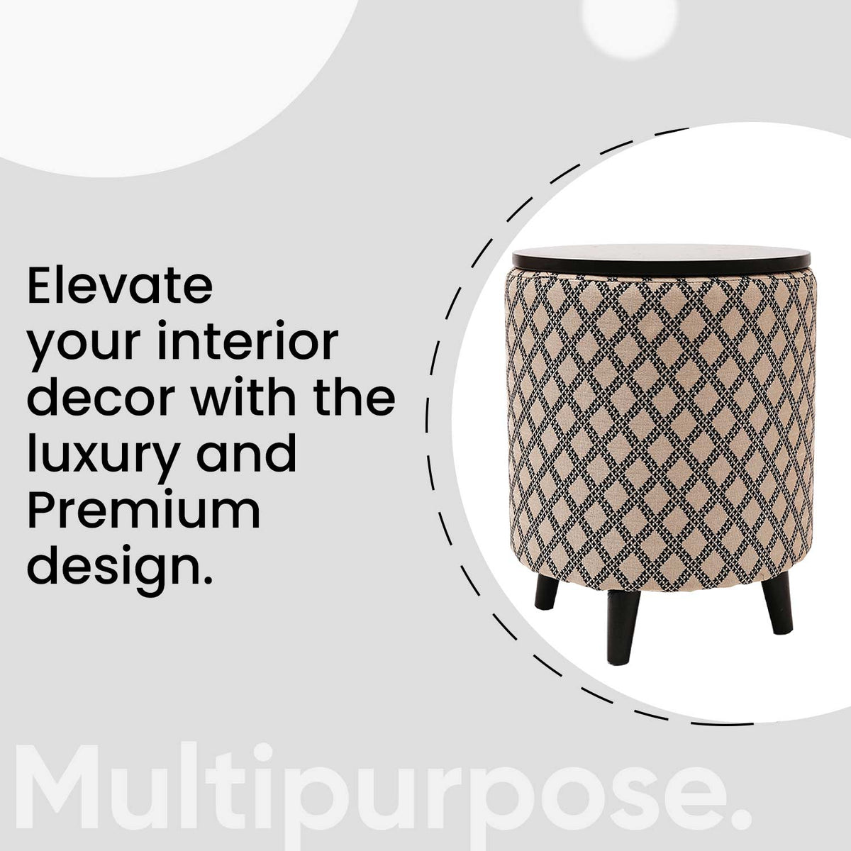 Universal Tetrad Jacquard Storage Ottoman in Beige Color Set of 2