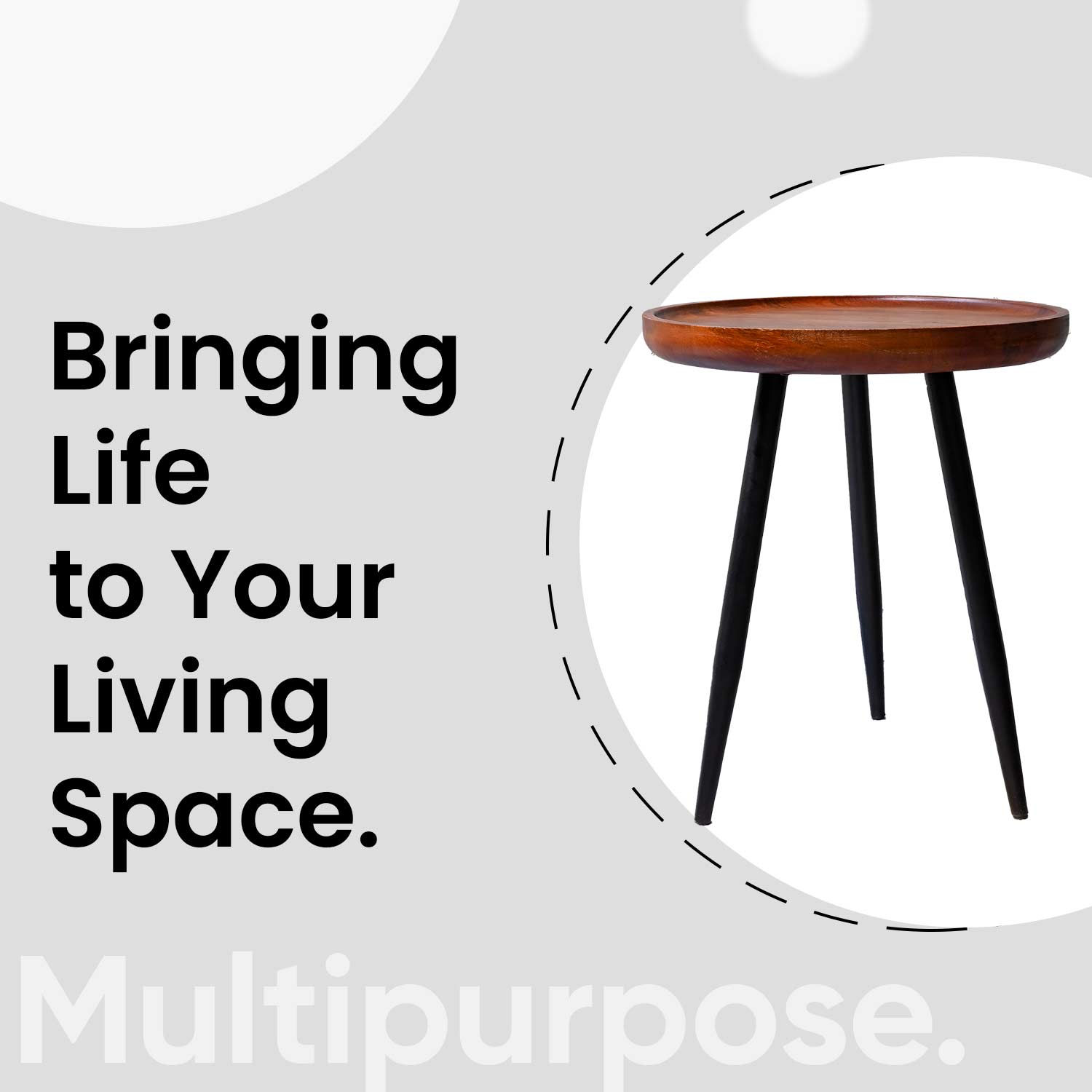 Walnut Small Mango Wood & Metal Side Table