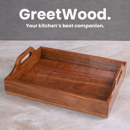 Greetwood Wooden Serving Tray With Raised Handle