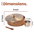 Greetwood Brass Lid Wooden Masala Box for Kitchen