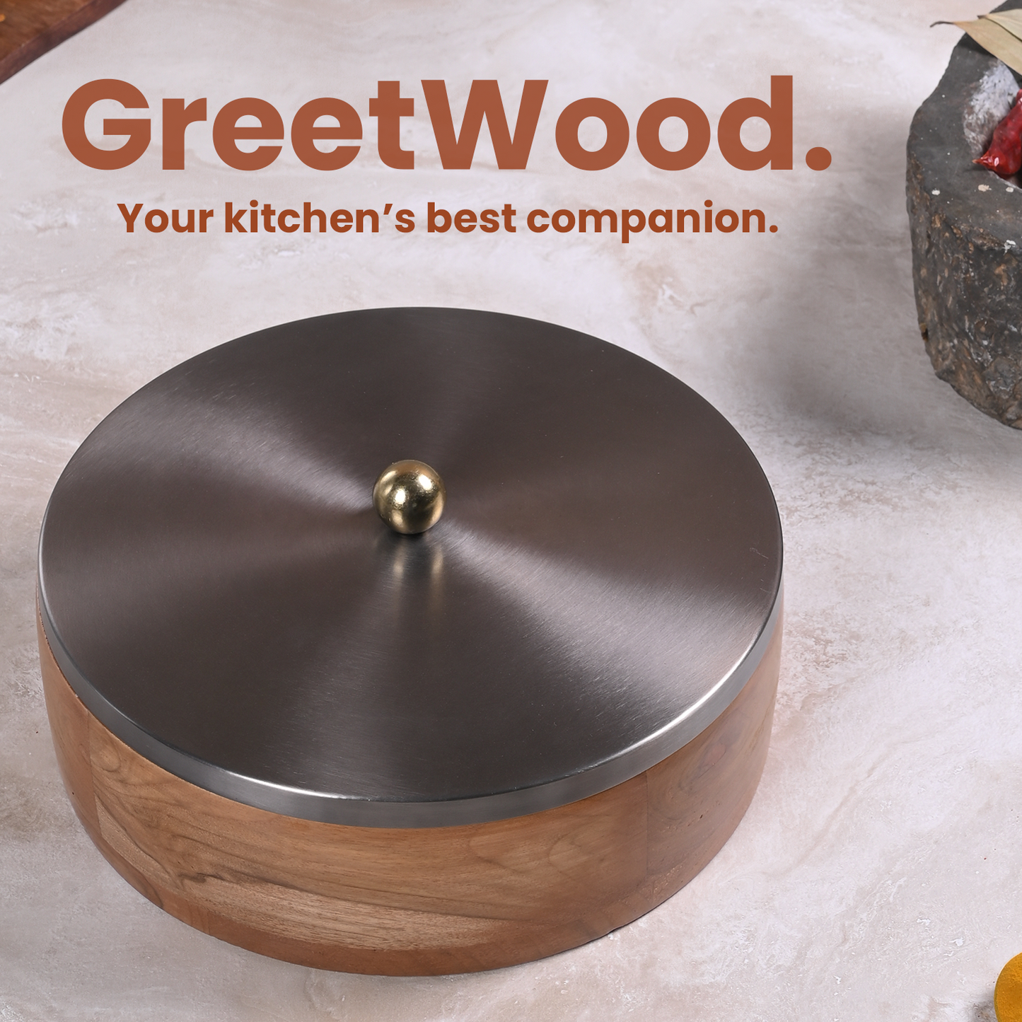 Greetwood GunMetal Plane Wooden Masala Box for Kitchen