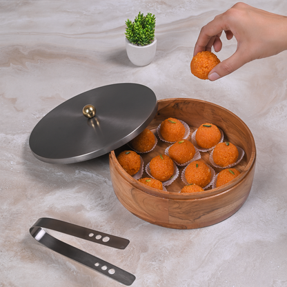 Greetwood GunMetal Plane Wooden Chapati Box for Kitchen