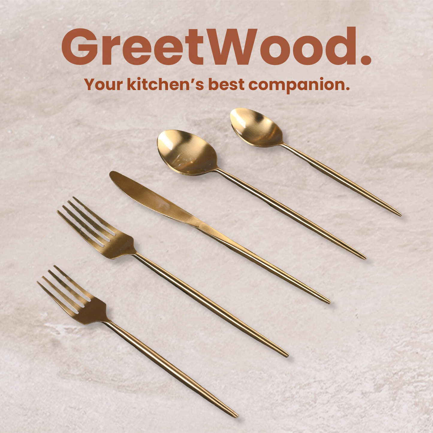 Greetwood Stainless Steel Cutlery Set for Dining Table in Gold