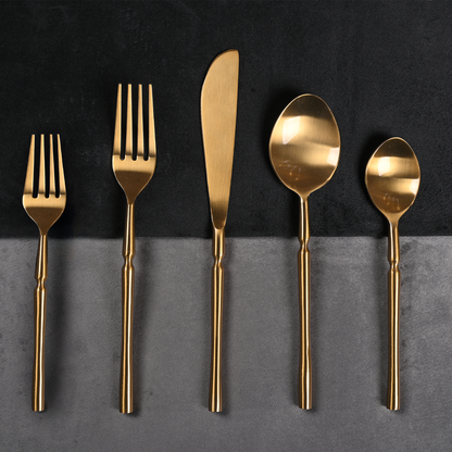 Greetwood Grooved Stainless Steel Cutlery Set for Dining Table in Gold
