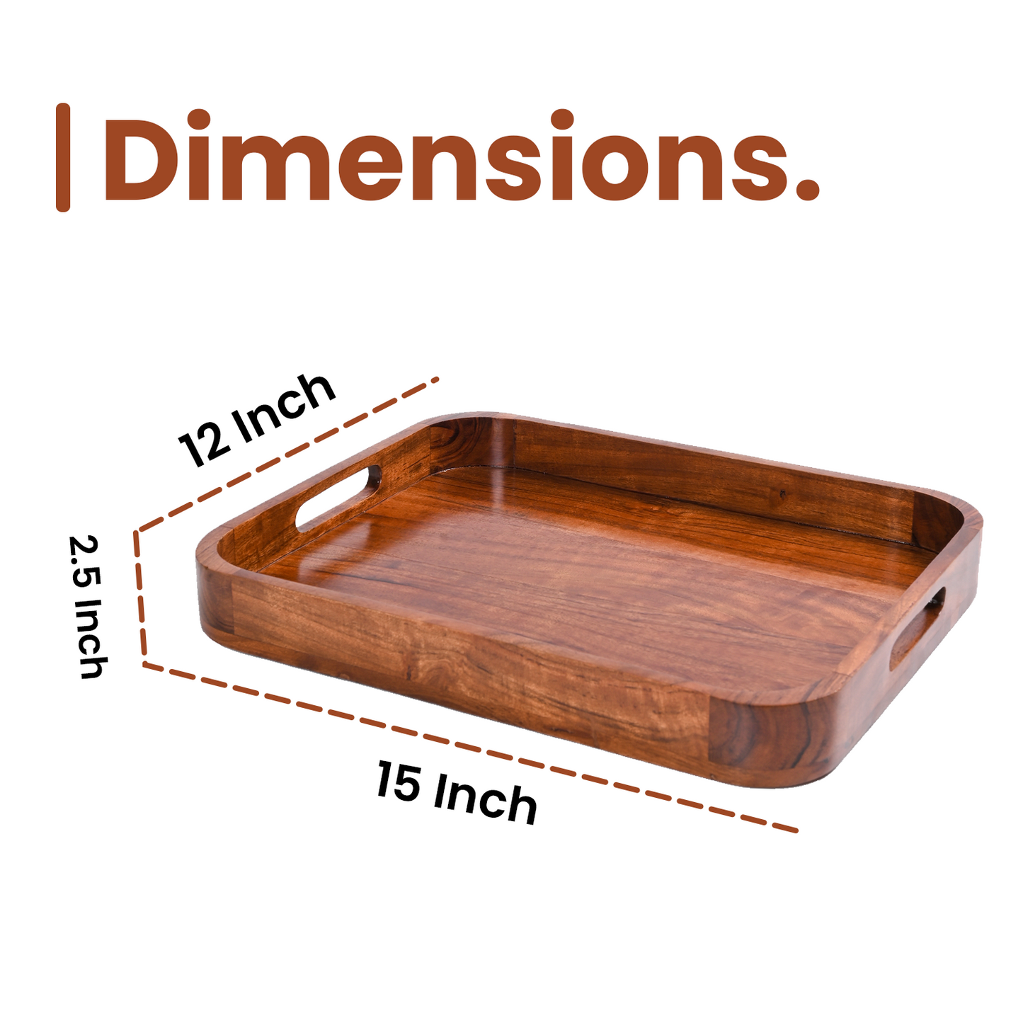 Greetwood Wooden Serving Tray With Inbuilt Handle