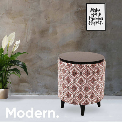 Universal Printed Storage Ottoman in Maroon and Green Color Set of 2