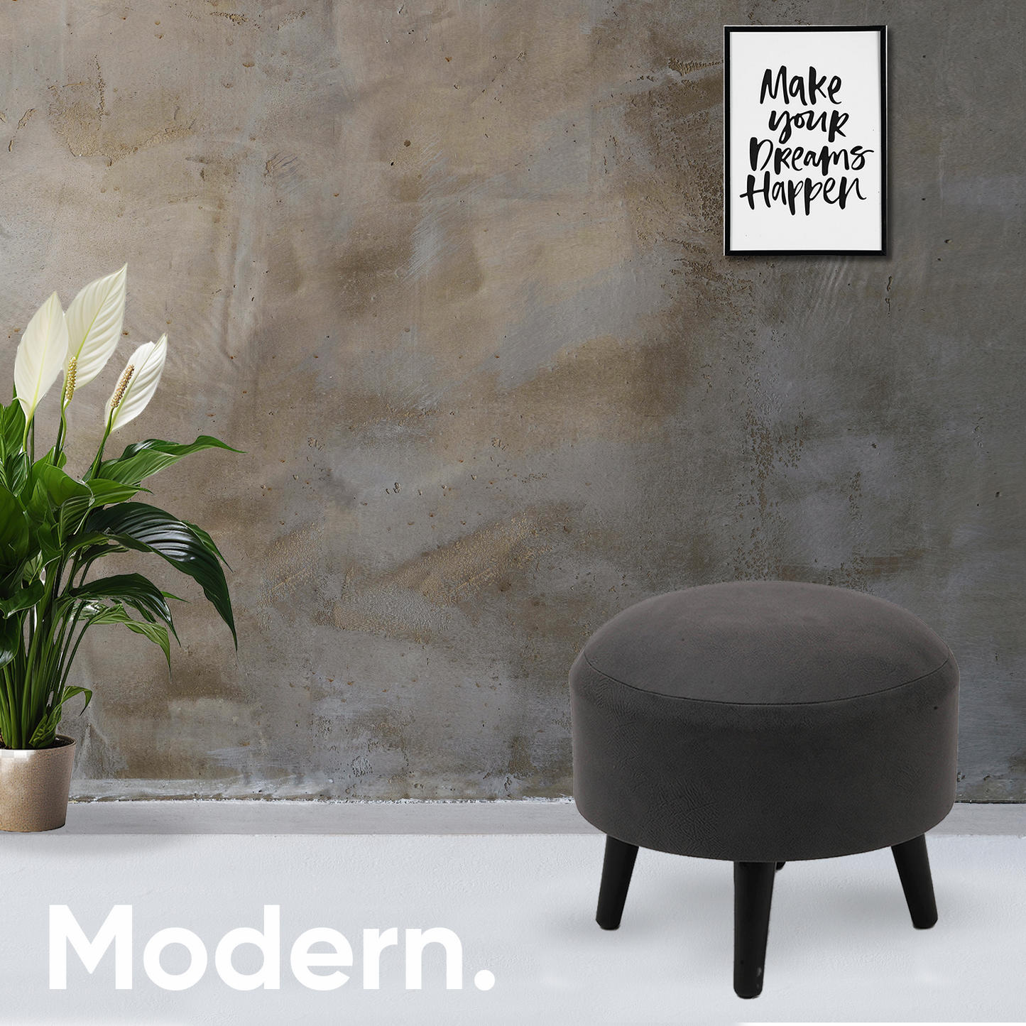 Trendy Whack Wooden Tuffet in Grey Color