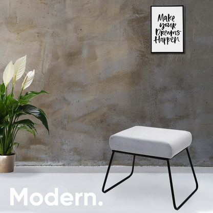Classy and Compact Matt Black Metal Stool in Grey Cushion Set of 2