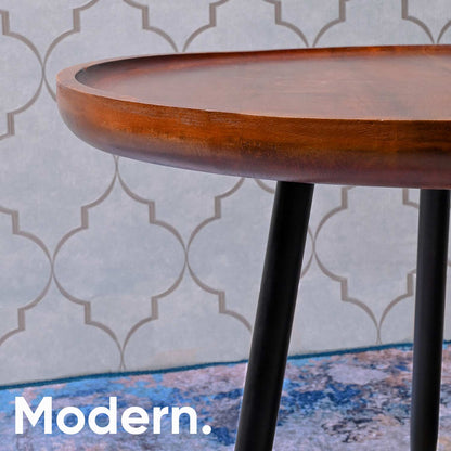 Walnut Large Mango Wood & Metal Side Table