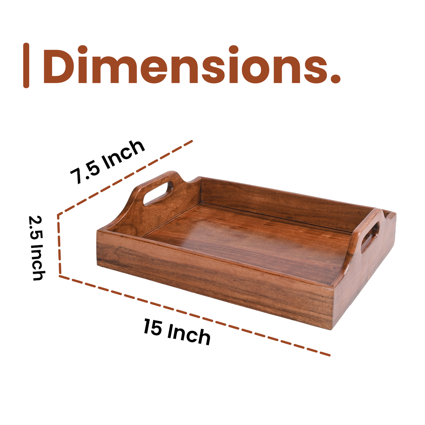 Greetwood Wooden Serving Tray With Raised Handle